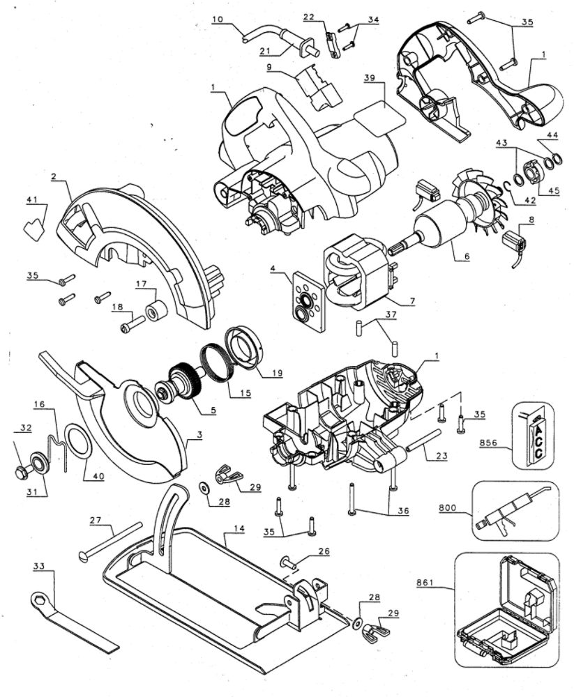 Saw Diagram and Parts List for CS1000TY1  Black and Decker Circular Saw